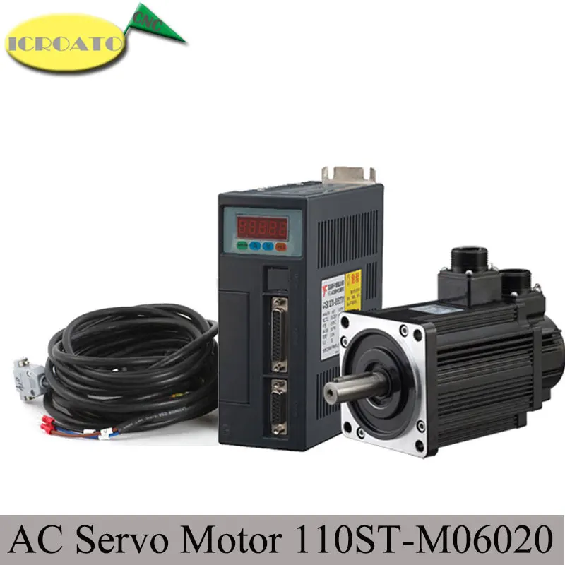 1.2KW Servo system kit 110ST-M06020 2000RPM 6N.M. servomotor Single-Phase AC drive permanent magnet Matched Driver | Обустройство