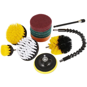 

Electric Drill Brush Scrub Pads Kit Power Scrubber Cleaning Kit Cleaning Brush Scouring Pad for Cleaning 13Pcs/Set