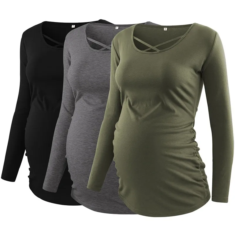 3pcs as pic Комплект из 3 предметов; женская одежда; Одежда для беременных; Блузы для беременных; однотонная Туника; Топ; рубашка; Удобный Повседневный Топ для беременных - Цвет: 3pcs as pic