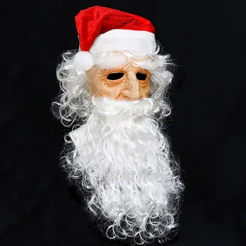 

Christmas Face Cover White Beard Full Face Covered Funny Costume Party Hat Adult JS22