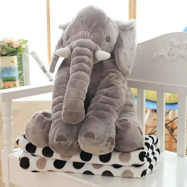 

Elephant Pillow Blanket-in-Dual Purpose Children Nap Back Cushion Convenient Travel Carriable Airable Blanket