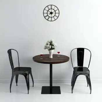 

vidaXL Bistro Table MDF and Steel Round 80x75 cm Dark Ash