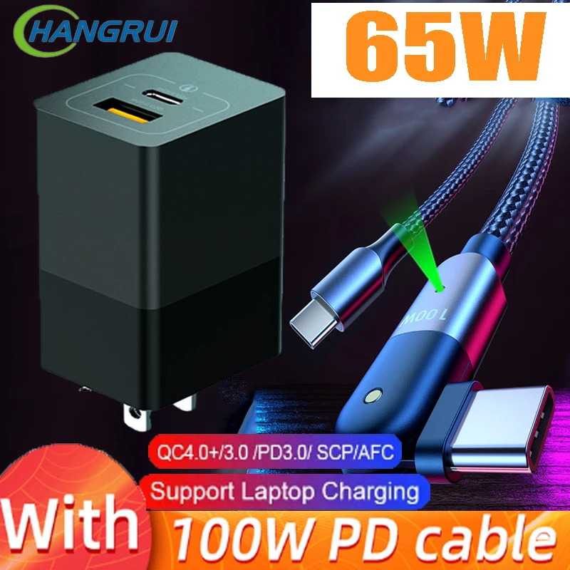 

65W GaN Charger Quick Charge QC 4.0 3.0 Type C PD Portable Fast USB Phone Charger Adapter For iPhone Samsung Macbook Pro Laptop