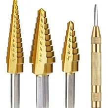 Императорская треугольная ручка высокоскоростная стальная прямая титановая ступенчатая дрель 3 шт. маленький 3 шт. Золотой центр перфоратор разбиватель окна м