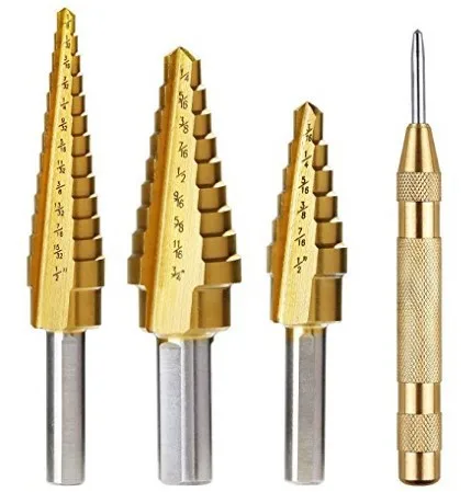 

Imperial Triangular Handle High-Speed Steel Straight Titanium Step Drill 3 Pieces Small 3 PC Gold Center Punch Window Breaking M