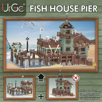 

Kuulee 1394pcs/set DIY Building Kits Old Fishing Store Fisherman's Wharf Model for Kids Gift Boy Toy