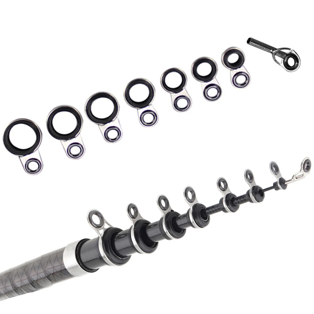 8pcs/lot Fishing Rod Guides Set Tips Mixed Sizes 6 X 5 7 8 9 10 11mm Rock Telescopic Sea Guide Rings Repair Tool | Спорт и