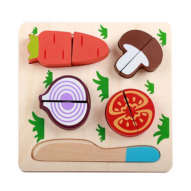 6 Styles Children Wooden Cutting Fruits Vegetables Dessert Puzzle Kitchen Pretend Play Cooking Educational Toys For Children