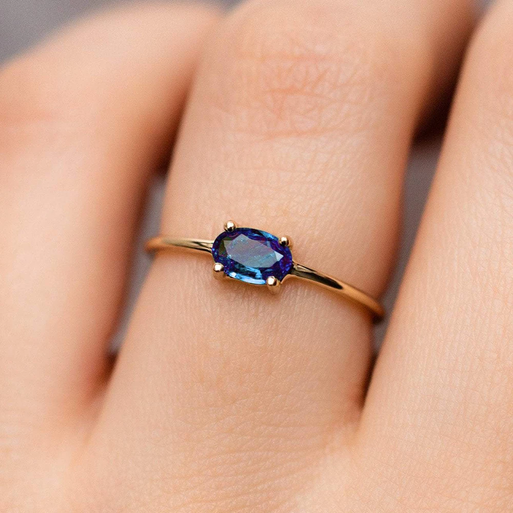 ZHOUYANG anillos de novia de boda para mujeres Simple Multicolor Oval Zircon Luz Color oro regalo al por mayor joyería de boda regalo R865