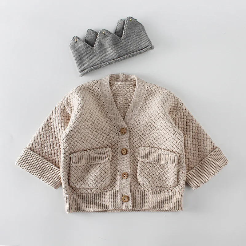

Newborn Baby Spring Autumn Knitted Cardigan Sweater Toddler Children Solid Casual Button Coats Kids Infant Winter Clothes Wear