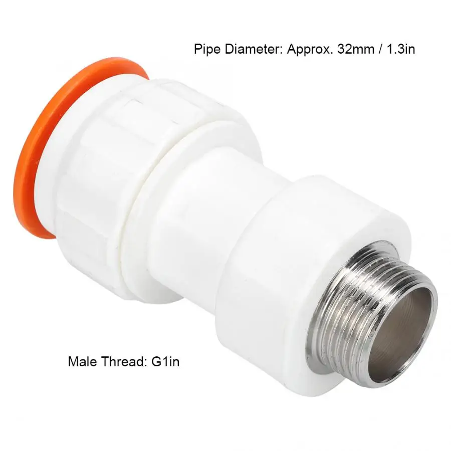 PPR Water Pipe Straight Connector Adapter Pipe Fittings Accessories Male Thread G1in Connector