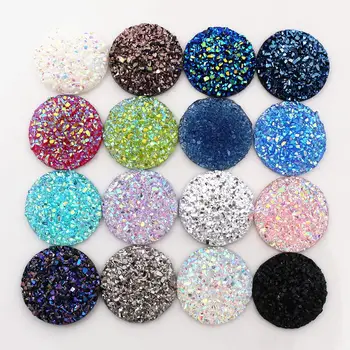 

New Fashion 10pcs 20mm 25mm Mix Colors Natural ore Style Flat back Resin Cabochons For Bracelet Earrings accessories