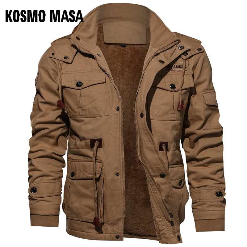 KOSMO MASA, хлопковая флисовая куртка-бомбер, зимняя куртка для мужчин, толстая ветровка, военная Осенняя повседневная мужская куртка и куртки для мужчин MJ0095