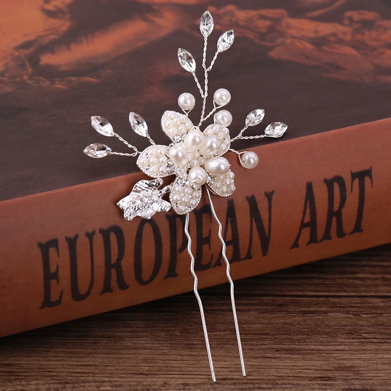 Bridal Hairpins Wedding Hair Accessories Tiara Pearl Rhinestone Flower Bridal Headpiece Wedding Hair Pins For Women Hair Jewelry Bridal Hairpins Wedding Hair Accessories Tiara Pearl Rhinestone Flower Bridal Headpiece Wedding Hair Pins For Women Hair Jewelry