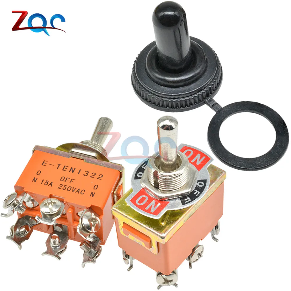 6Pin ON-OFF-ON DPDT Mini Latching Toggle Switch 15A 250V Motor Electrical Switch 