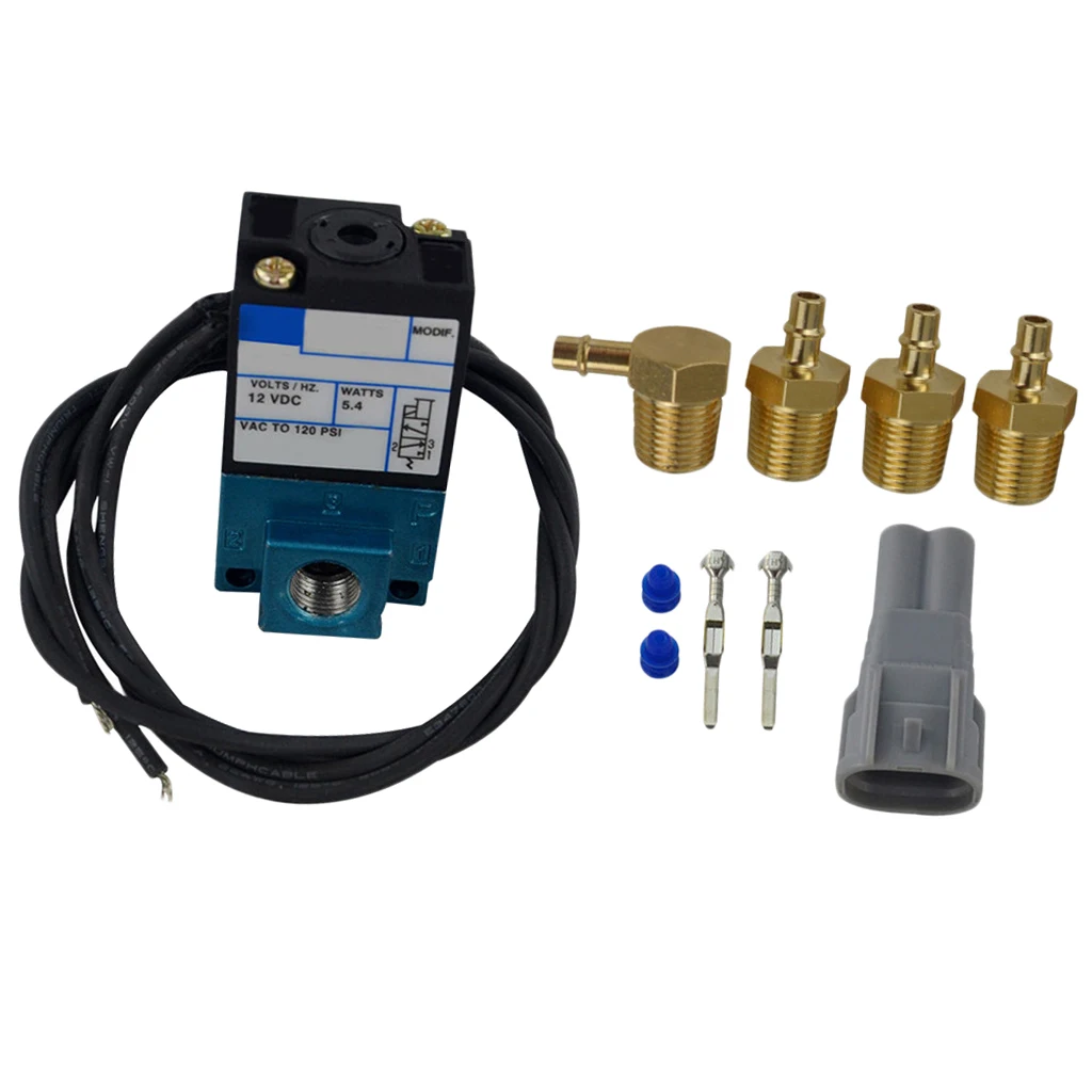 3 Port 5.4W Electronic Boost Control Solenoid Valve + Barbed Brass Fittings