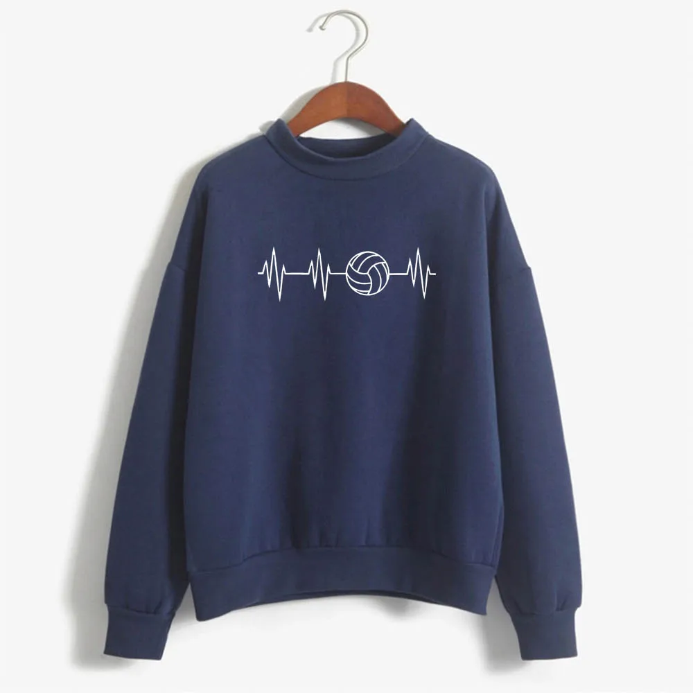 navy blue-W Модная Толстовка в стиле Харадзюку с надписью «Heartbeat Of Волейбольный мяч», женская одежда с капюшоном на осень и зиму, одежда в стиле хип-хоп с капюшоном - Цвет: navy blue-W