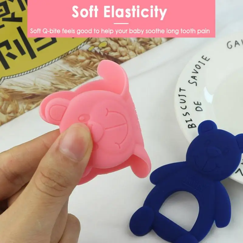 

Soft Silicone Cartoon Bear Toddler Molar Teeth Pain Relief Tool Kids Teether Educational Toy Baby Shower Gift