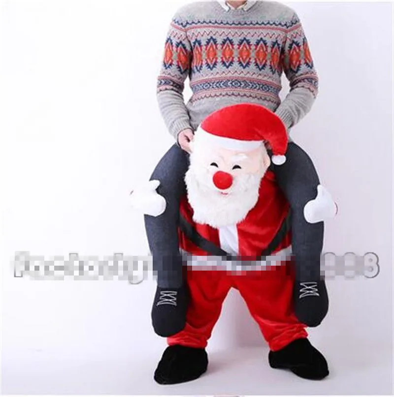 Details Santa Claus Costume Mascot bring ride on piglet back my adult children's dress Christmas Santa Claus Gift Party