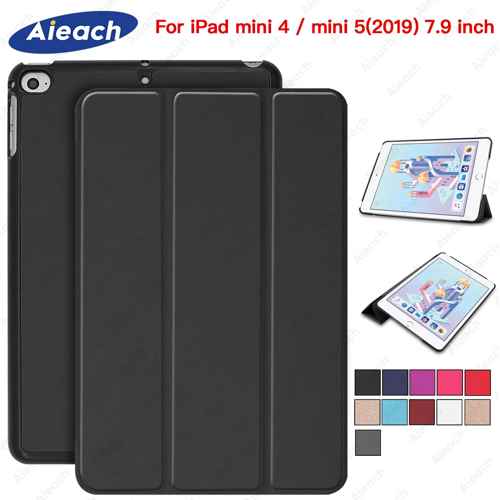 Чехол для iPad mini 5,, 7,9 дюймов, из искусственной кожи, трехслойная подставка, автоматический режим сна, пробуждение, Умный Магнитный чехол для iPad mini 4, чехол, Funda
