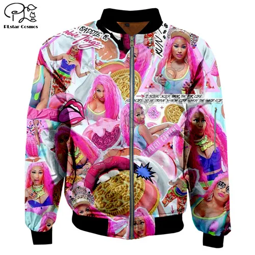 Мужские зимние куртки-бомберы с 3d принтом Nicki Minaj USA, хип-хоп, раппер, осенняя куртка на молнии, галактика, летная куртка, повседневная, унисекс, Harajuku, пальто - Цвет: jacket