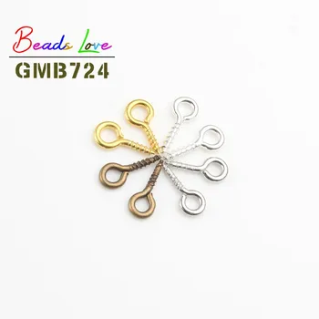 

200pcs/lot 4*9mm Screw Eye Pins Jewelry Findings Eyepins Hooks Fit Drilled Beads for Jewelry Making Diy Accessories Supplies