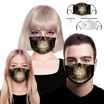 

EXCARGO Skull Punk 3D Print Cotton Mask Women Mouth Face Mask For Men PM2.5 Dust Mask Replaceable Filter Masks Kids