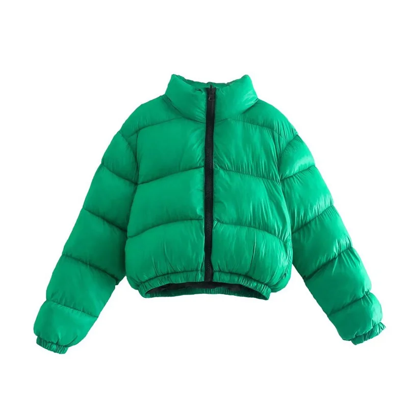 ZXQJ Women Green Puffer Parka 2021 Winter Fashion Ladies Casual Loose Pocket Outerwear Female Thick Warm Quilted Cotton Jacket | Женская