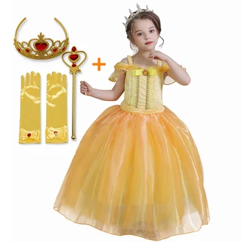 

Little Girl Cosplay Princess Bella Dress Beauty and The Beast Kids Dress up Party Hallowen Birthday Drama Photograph Costume
