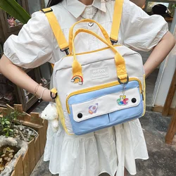 Small Backpack Nylon Teenager Girls School Backpack for Female Student Women Patchwork Kawaii Rucksacks Mochila Mini Backpack
