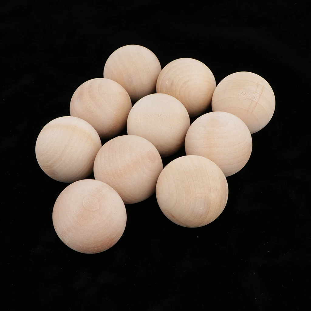 10 Pieces Wooden Beads Natural Color Round Ball Wood Spacer Beads Handmade Crafts Supplies(No Hole)