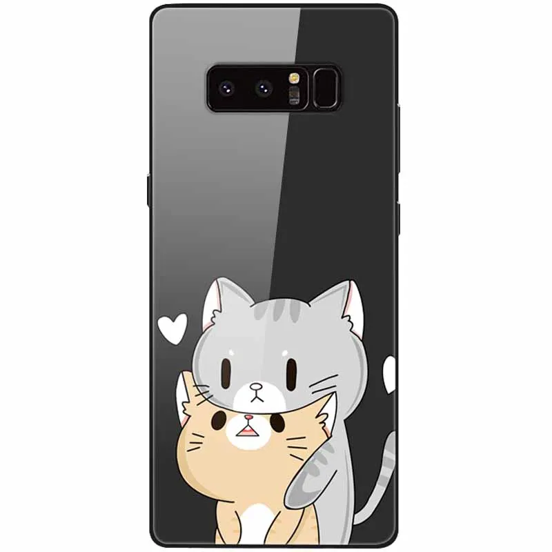 cute phone cases for samsung  Tempered Glass Cover For Samsung Note 8 Case Note9 Hard Protective Funda For Samsung Galaxy Note 10 Plus 9 Cases Luxury Bumper kawaii phone case samsung Cases For Samsung