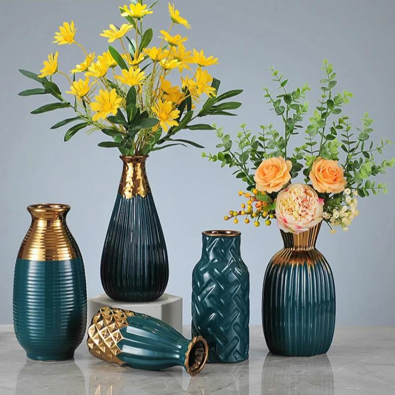 Color : Ceramic, Size : White YYLI Ceramic Flower Vase Living Room Dried Flower Flower Arrangement Soft Decoration Decoration 
