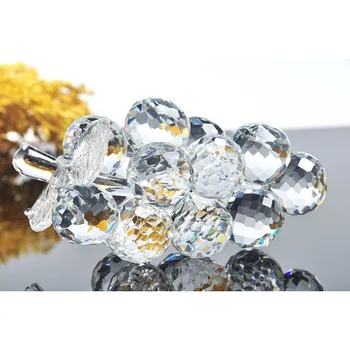 

3D Crystal Clear Grape Figurine Paperweights Fruit Ornaments Wedding Gifts Decoration Home Office Decoration Free shipping