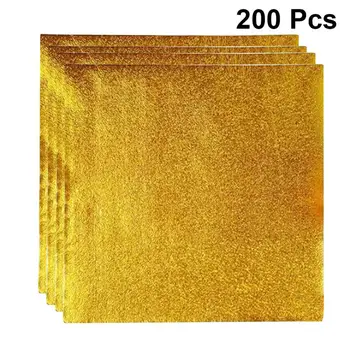 

200pcs Aluminium Foil Paper Gold Foil Paper Wrapping Paper Gift Package Orange Peel for Packaging Chocolate (Golden)