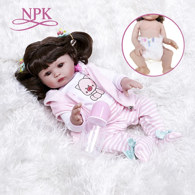 47 см Новорожденный ребенок NPK полный тело очень мягкий силиконовый bebe Кукла reborn Малыш Девочка Кукла Водонепроницаемый Ванна Рождество сюрприз