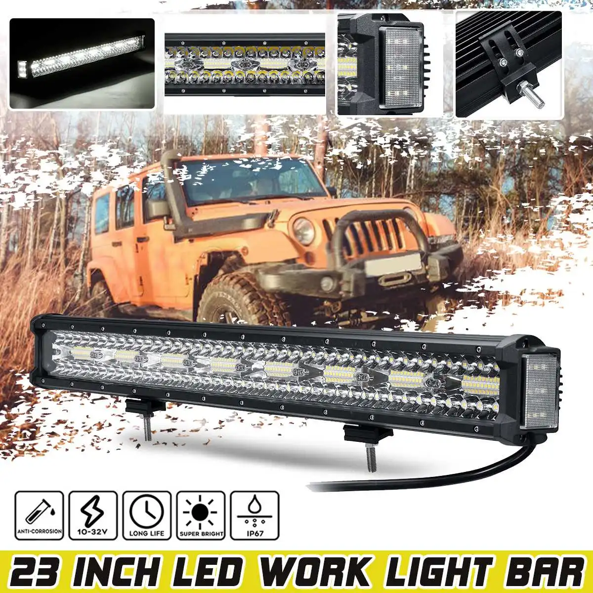 

32" 12'' 23'' 20.3" 6.5" 3.5'' IP67 Car Work Light Bar Combo Driving Lamp Strip Lights High Bright For Offroad SUV ATV UTV 4WD