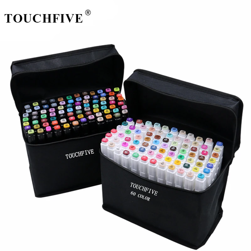 

TouchFIVE Art Markers Sets 30/40/60/80/168 Colors Anime Student Design Sketch Manga Alcohol Marker Pen for Drawing(White Pen)