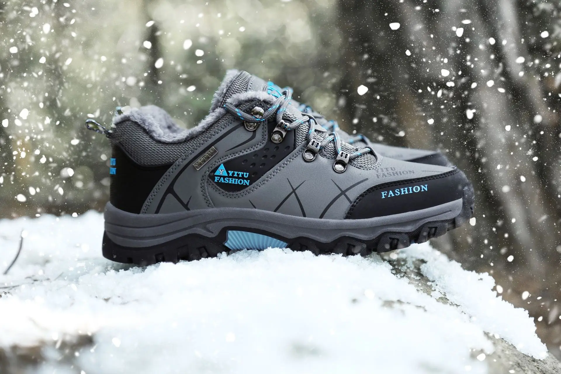 New Genuine Product-plus Wool Outdoor Low Top Hiking Shoes Fashion MEN'S Casual Shoes Wear-Resistant Warm Travel 8527