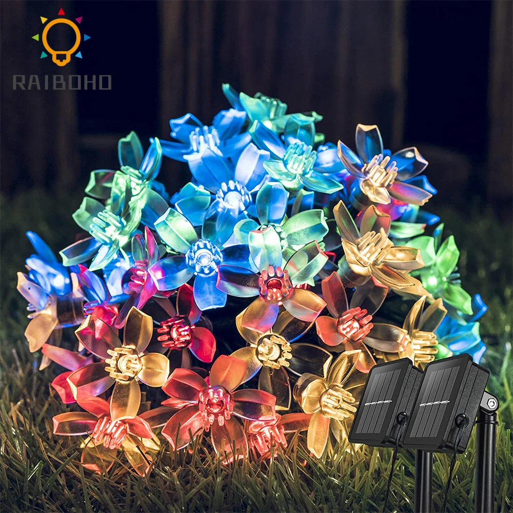 

50 LED Waterproof Solar Flower Blossom String Fairy Decorative Light for Outdoor Garden Patio Yard Home Christmas Tree