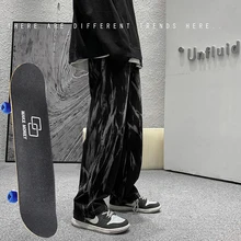 Pantalones vaqueros holgados de calle para hombre, pantalón de pierna ancha, Hip hop, Skateboard, y2k