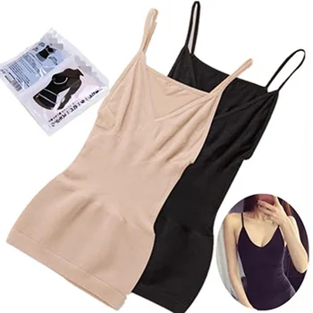 

Women 2020 Fashion Seamless Tops Female lingerie Pad Vest Tube Top New Tank Top V-Neck Straps Sleeveless Underwear Camisoles S44