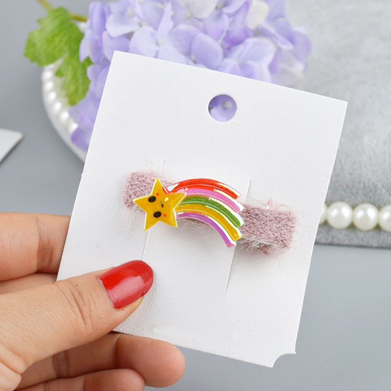 4 hair clip Стильный, с блеском радуги Todder резинка для волос/заколки для волос набор эластичных резинок для волос для маленькой девочки картонная детская шпилька - Цвет: 4 hair clip