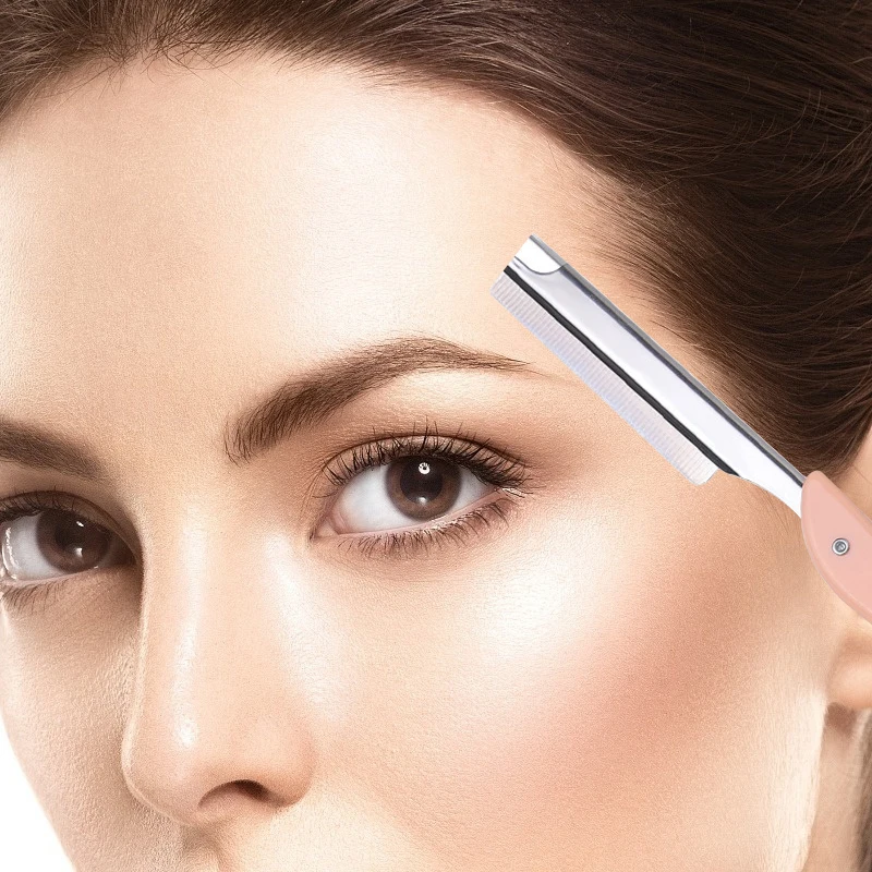 Eyebrow Trimmer With 10 Blades Set Foldable Stainless Steel Eye Brow Epilation Eyebrow Shaving Knife Women Beauty Makeup Tools