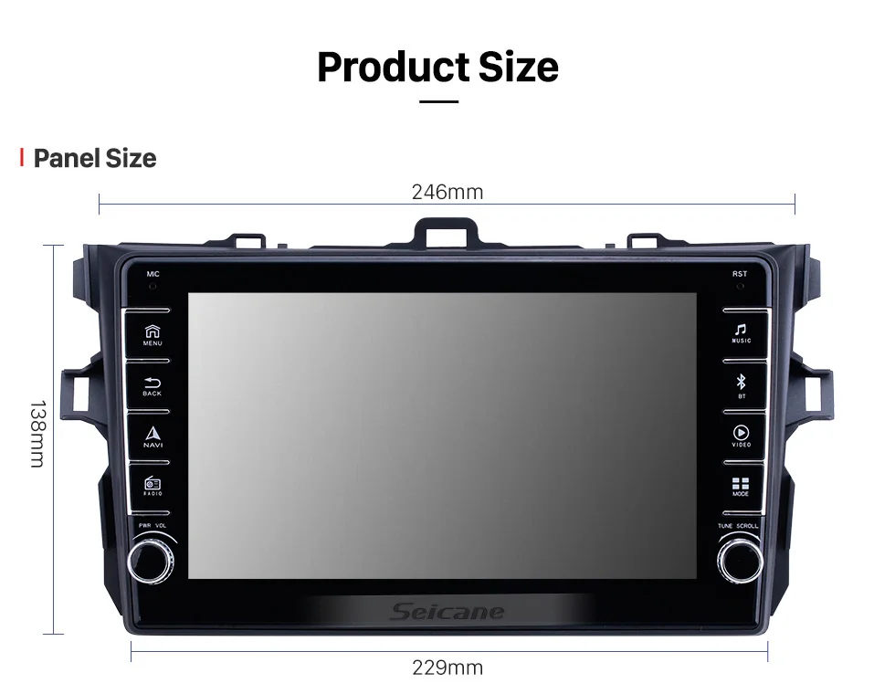 Seicane Android 9,1 Ram 2GB Автомобильный мультимедийный плеер для Toyota Corolla 2006 2007 2008 2009-2012 головное устройство радио Автомобильный gps навигатор