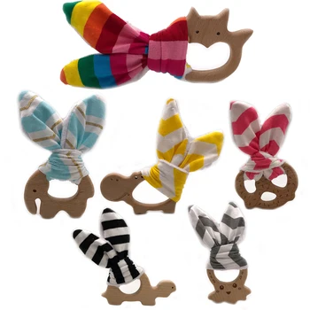 

New Baby Wooden Teether Baby Rattle Crochet Beads Gifts for New Year Teething Bracelet Food Grade Teether Safe Toy for Baby Gift