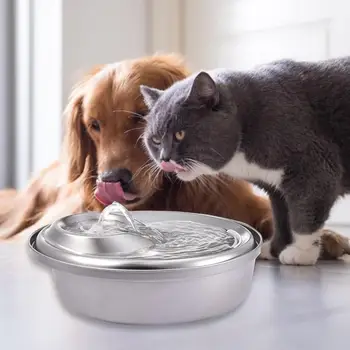 

2L Capacity Cat Water Fountain Stainless Steel Dog Water Dispenser Pet Drinking Fountain Water Feedfor Cats Birds Small Animals
