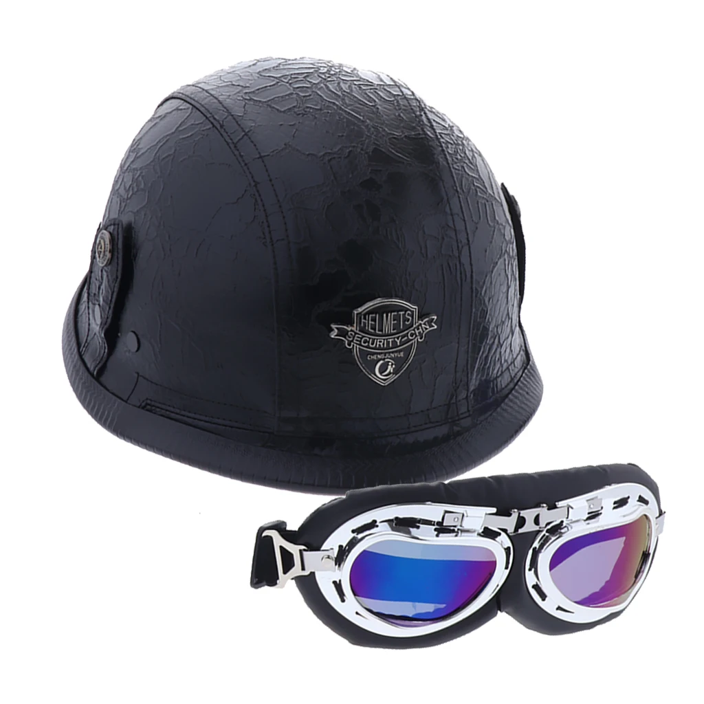 Ретро езда половина шлем с Goggle для мотоцикла чоппер - Цвет: Camouflage Black
