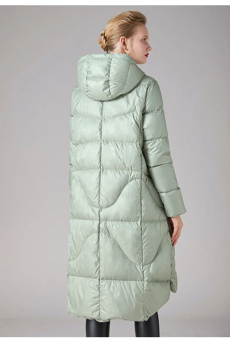 women's new down jacket women's thin and slim temperament 90 white duck down Korean hooded women's down jacket