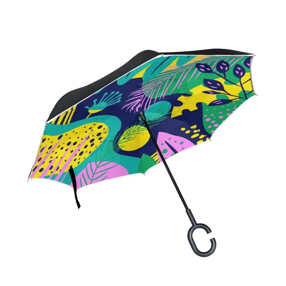 

Susino Abstract Animal Reverse Umbrella For Women Men Double Layer C-Shaped Handle Ladies Umbrellas Waterproof Windproof